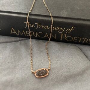 Kendra Scott Elise Platinum Drusy Rose Gold Necklace